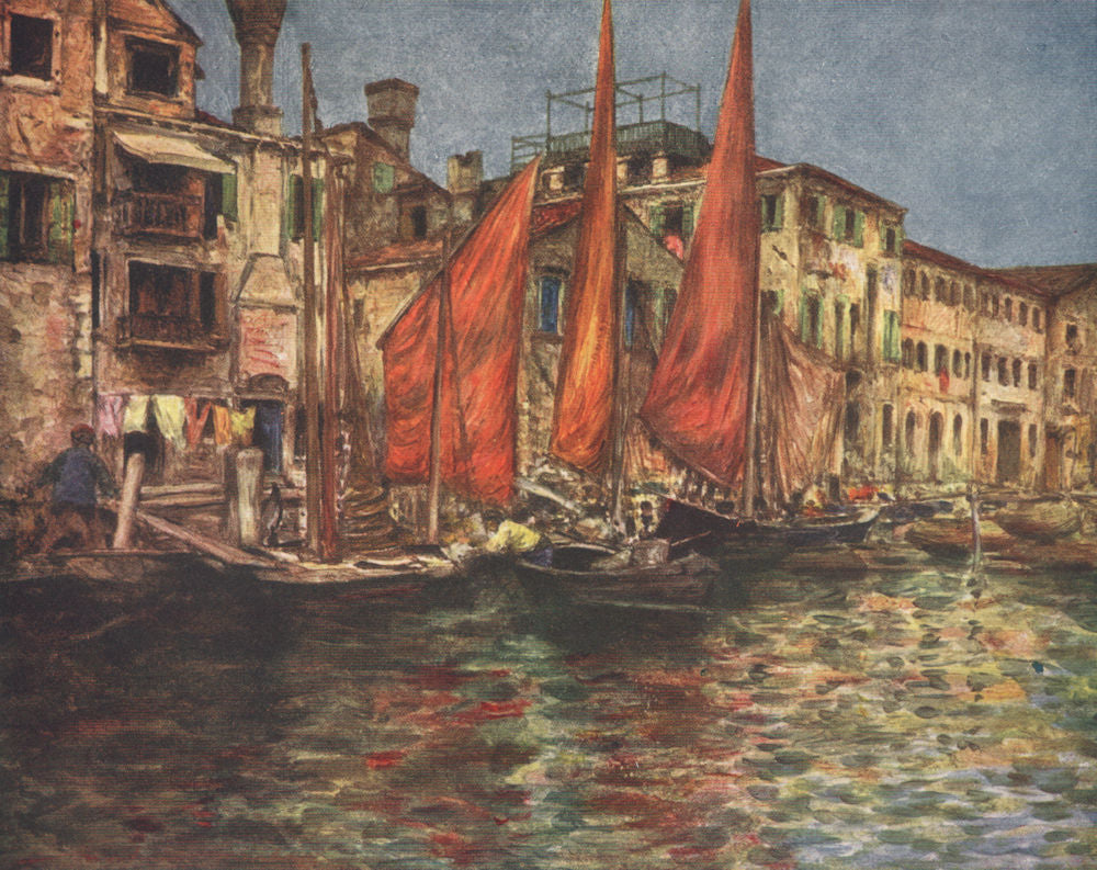 VENEZIA. 'The fish market' by Mortimer Menpes. Venice 1916 old antique print